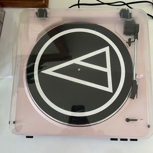pink Audio Technica turntable/record player